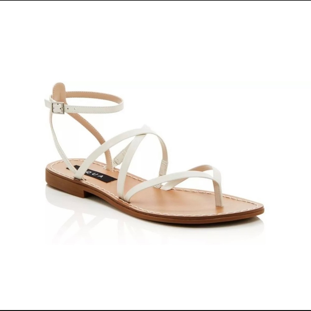 Aqua Women's Sand Strappy Thong Sandals Whit